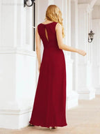 Formal Prom Gown Elegant V-Neck Sleeveless Bridesmaid Dresses for Wedding Party 28037