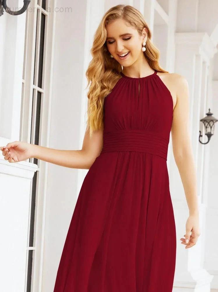 Numbersea Keyhole Bridesmaid Dresses Sleeveless Formal Evening Party Prom Gowns 28043