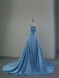 Charming Blue Strapless Prom Dress Blue Evening Dress Y6683
