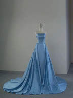 Charming Blue Strapless Prom Dress Blue Evening Dress Y6683