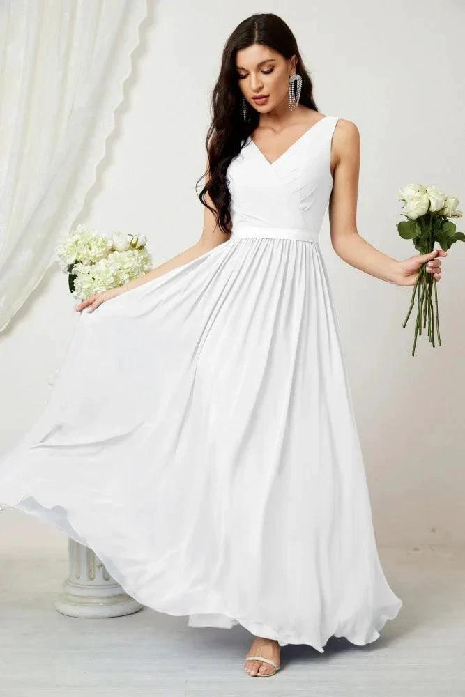 Women's Chiffon Long Bridesmaid Dresses A line Sleeveless Formal Prom Gown for Evening Party Homecoming Dresses 2808