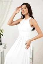 Numbersea Formal Party Gown Dress Chiffon Halter Long Sleeveless Bridesmaid Dresses 2802