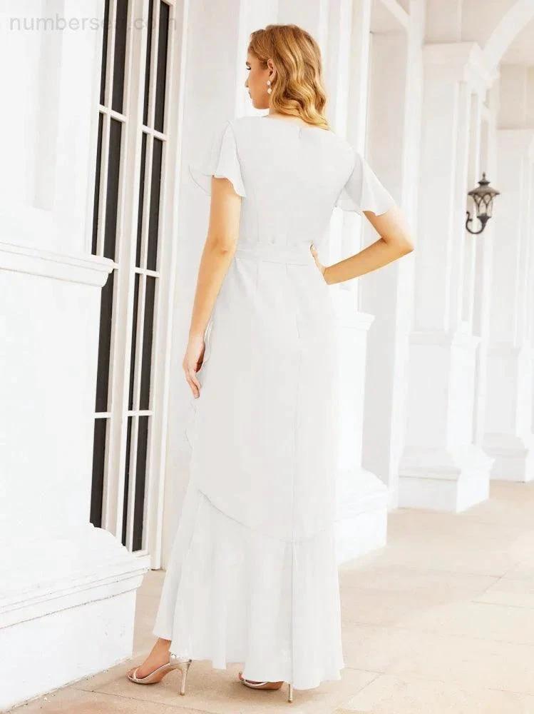 Numbersea Ruffled Bridesmaid Dresses Mermaid Formal Violin Evening Party Prom Gowns 28042