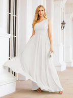 Numbersea One Shoulder Bridesmaid Dresses Long Maxi Formal Evening Party Prom Gowns 28061