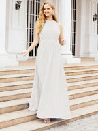 Numbersea Halter Bridesmaid Dress Empire Waist Formal Evening Prom Gown for Mother of The Bride 28030