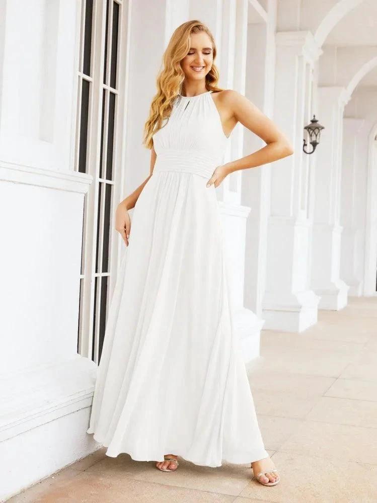 Numbersea Keyhole Bridesmaid Dresses Sleeveless Formal Evening Party Prom Gowns 28043