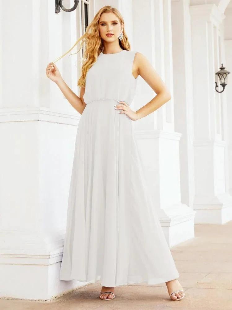 Numbersea Sleeveless Long Bridesmaid Dress A line Formal Evening Prom Gown 28025