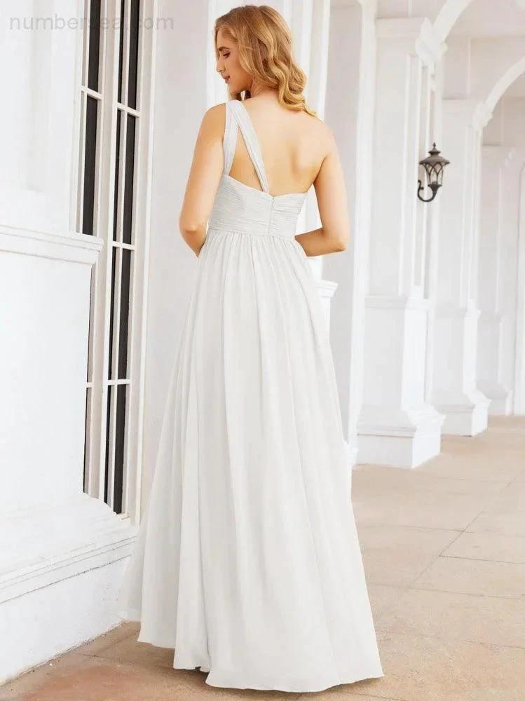 Numbersea One Shoulder Bridesmaid Dresses Long Maxi Formal Evening Party Prom Gowns 28061