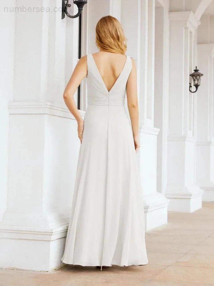Numbersea Bridesmaid Dresses for Wedding Ruffles Long Formal Prom Gowns 28039