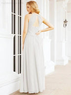 Numbersea Sleeveless Bridesmaid Dresses Long Prom Gown Zipper with Keyhole Back 28056