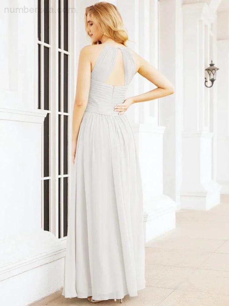 Numbersea Sleeveless Bridesmaid Dresses Long Prom Gown Zipper with Keyhole Back 28056