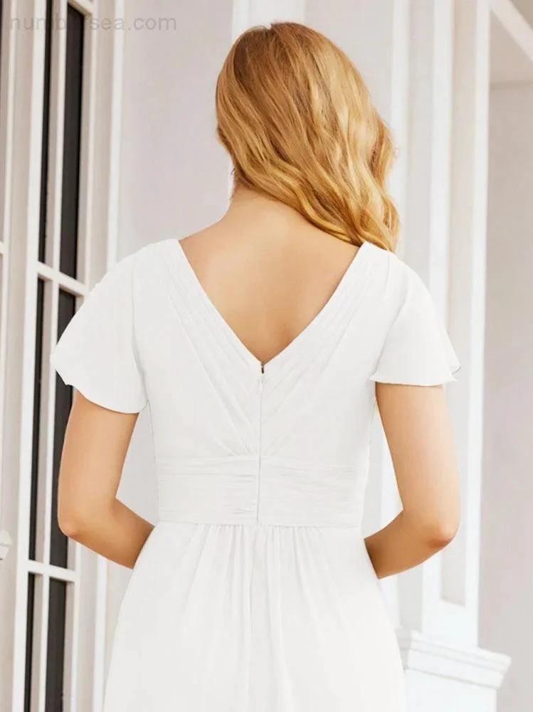 Numbersea Formal Prom Gowns for Mother of The Bride Cap Sleeves Bridesmaid Dress 28047