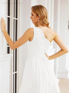 Numbersea Homecoming Dress One Shoulder Pleated Short Formal Prom Gowns 28046