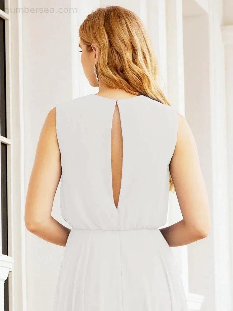 Numbersea Sleeveless Long Bridesmaid Dress A line Formal Evening Prom Gown 28025