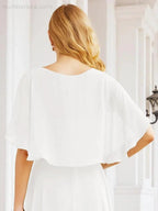 Numbersea Bridesmaid Dresses for Wedding Formal Evening Party Prom Gown with Cape 28050