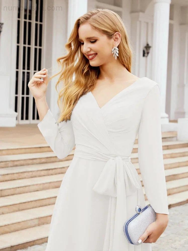 Bridesmaid Dress V-Back Waist Belt Mother of the Bride Wedding Guest SY28031