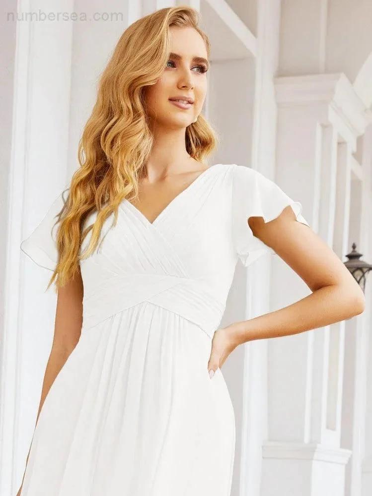 Numbersea Formal Prom Gowns for Mother of The Bride Cap Sleeves Bridesmaid Dress 28047