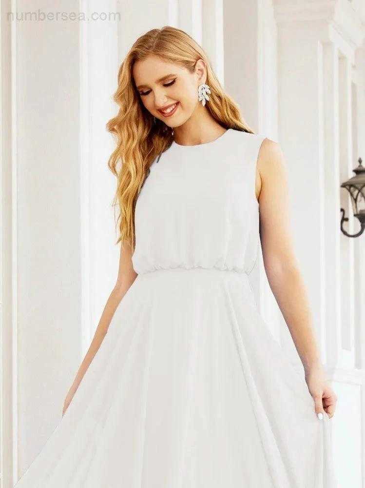 Numbersea Sleeveless Long Bridesmaid Dress A line Formal Evening Prom Gown 28025