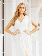 Numbersea Bridesmaid Dresses with Split for Wedding Party Flutter Sleeves 28045
