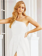 Numbersea Women's One Shoulder Formal Prom Gowns for Mother of The Bride Side Slit Bridesmaid Dresses 28052