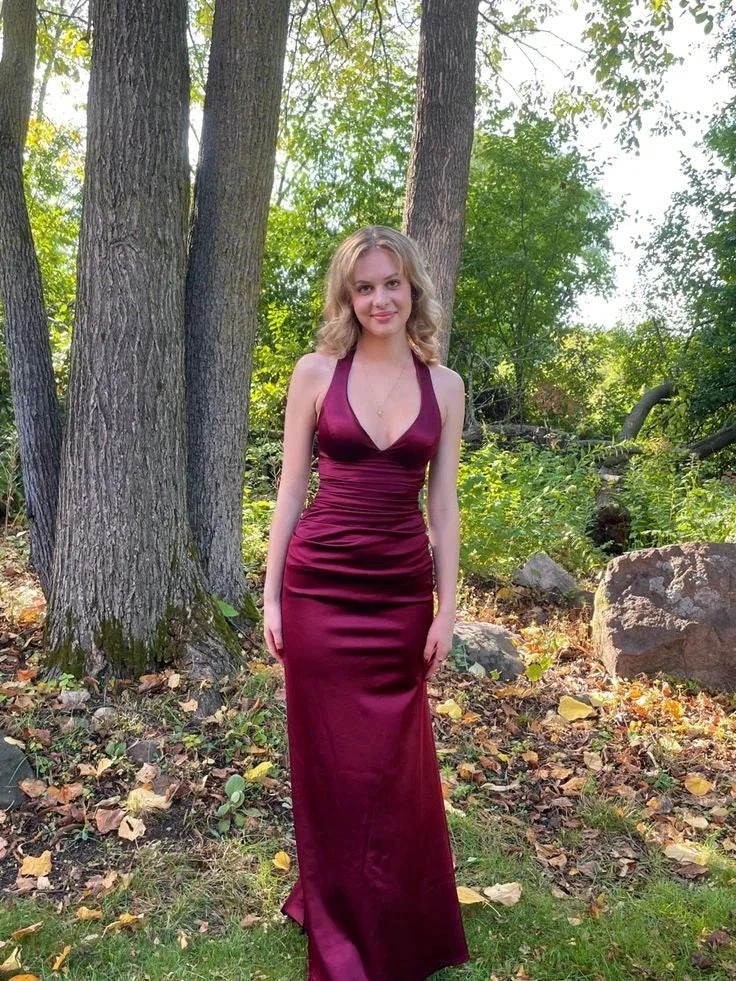 Sexy Deep V Neck Sheath Evening Dress Y5762