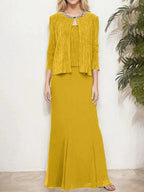 Metallic Mock Two-Piece Gown with Jacket