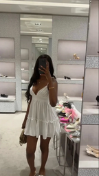 White Spaghetti Straps V Neck Homecoming Dress Y2849