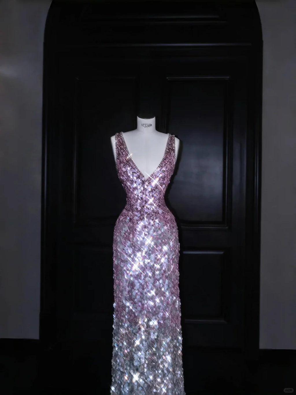 Gorgeous Pink V Neck Sequins Long Prom Dress Evening Dress Y8688