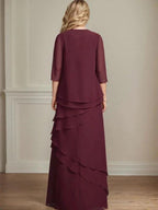 Sheath Scoop Floor-Length Chiffon Mother of the Bride Dress