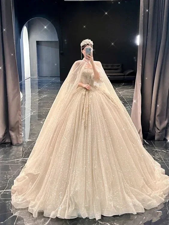 Luxurious A-line Puffy Wedding Dress,Bridal Gown Y6800
