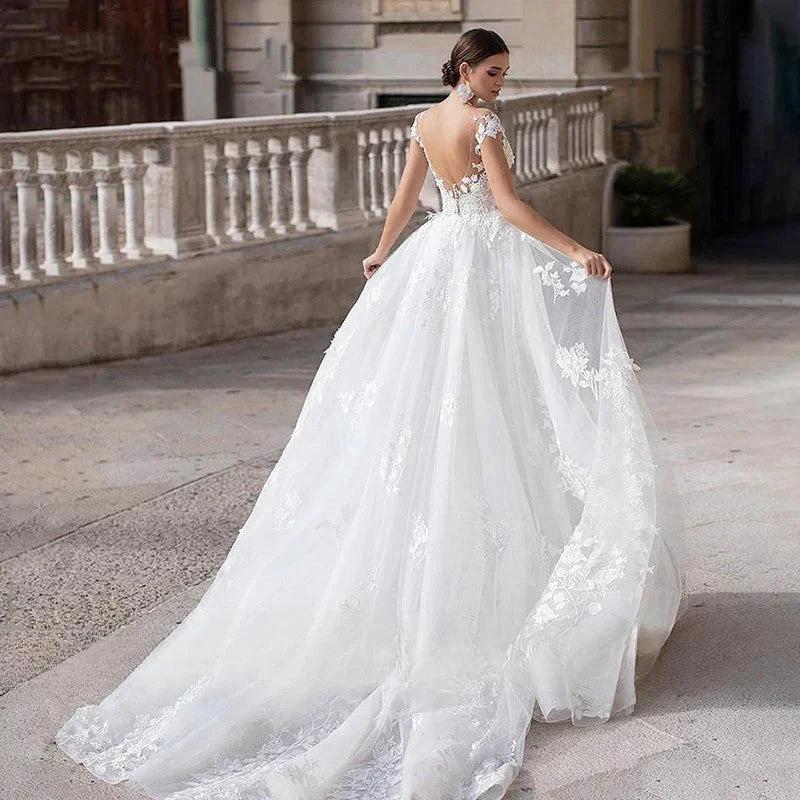 Luxury Wedding Dress 2023 Short Sleeve Applique Sleeveless Mermaid Bridal Gownes Removable Women's Elegant Lace Wedding Dress De