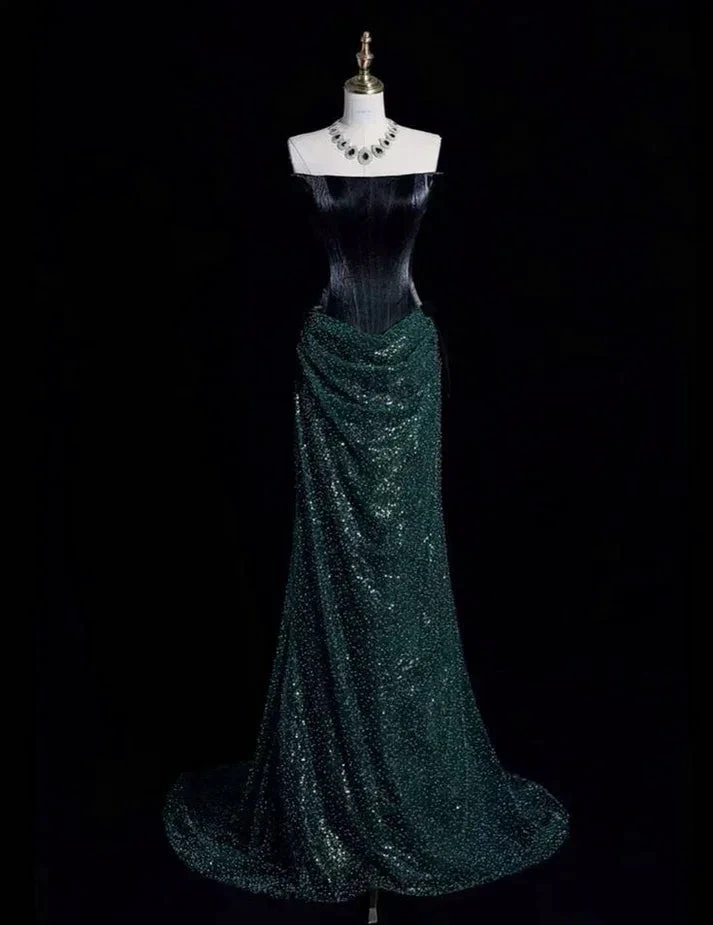 Unique Strapless Long Mermaid Prom Dress Party Evening Dress Y7465