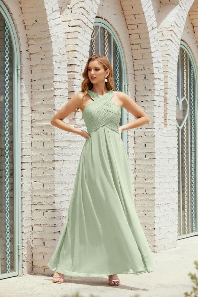 Halter Bridesmaid Dresses Formal Cocktail Prom Gown 28015