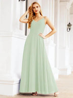 Numbersea Spaghetti Strap Bridesmaid Dresses V Neck Butterfly Back Fromal Evening Party Prom Gown 28036