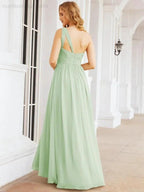 Numbersea One Shoulder Bridesmaid Dresses Long Maxi Formal Evening Party Prom Gowns 28061
