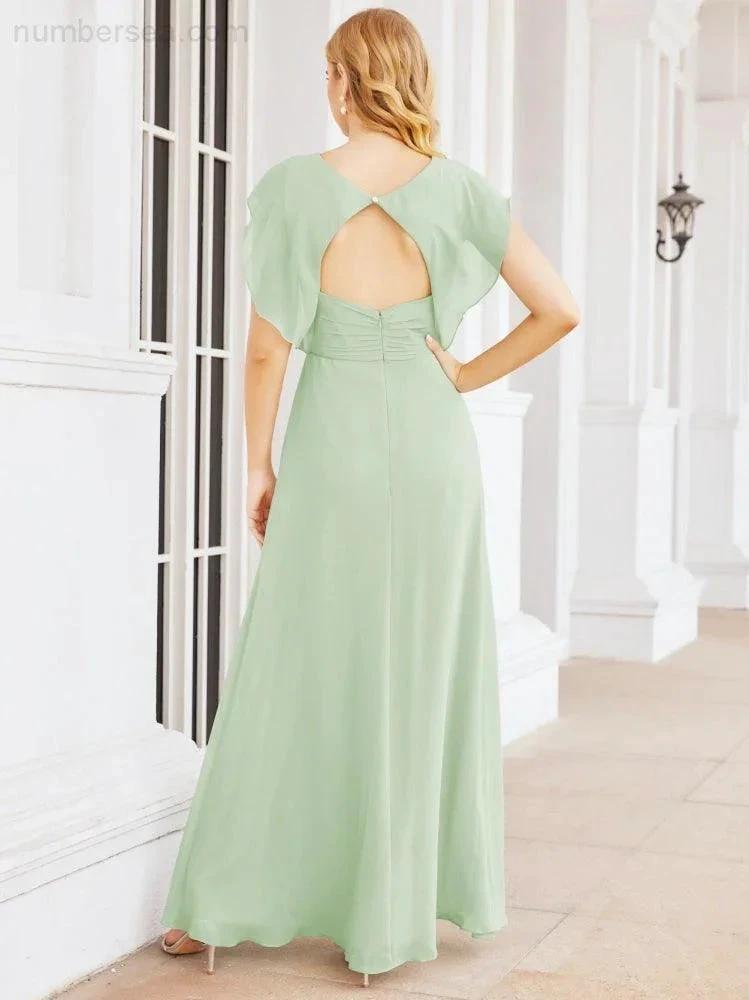 Sunnderly Bridesmaid Dresses Cape Formal Prom Dress Open Back Gowns for Mother of The Bride SY28058