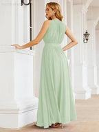 Numbersea Halter Bridesmaid Dress Empire Waist Formal Evening Prom Gown for Mother of The Bride 28030