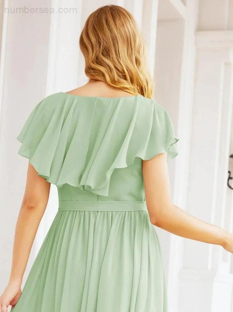 Bridesmaid Dresses with Flutter Sleeves Formal Evening Party Prom Gowns 28044