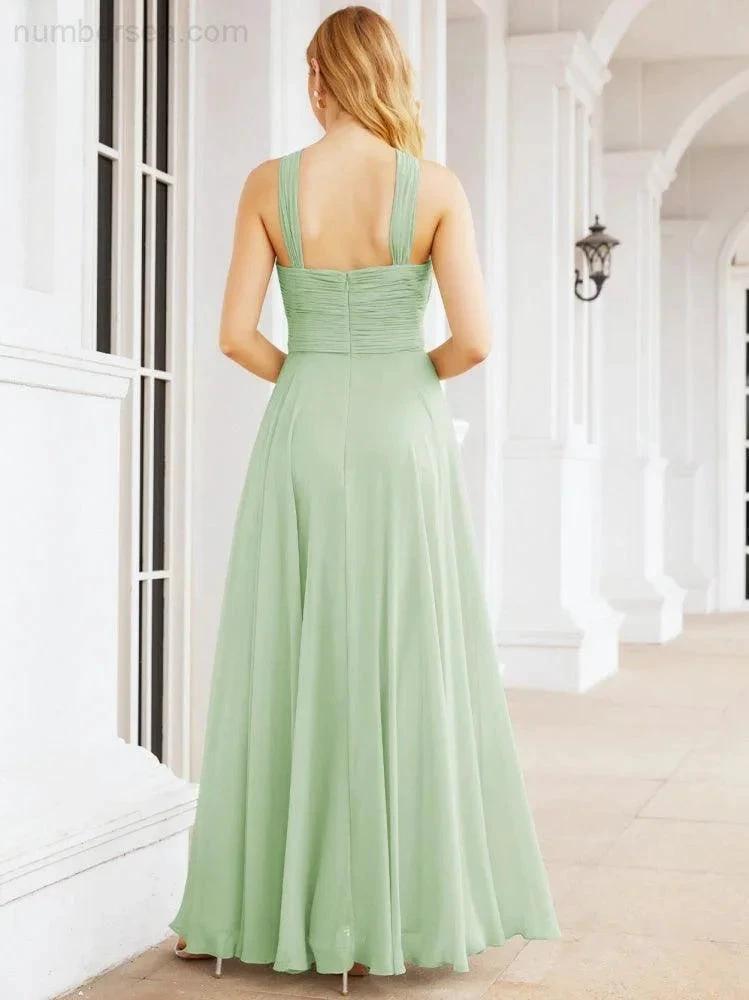 Numbersea Crisscross Halter Bridesmaid Dresses for Party Wedding Evening Prom Maxi Ball Gowns 28053