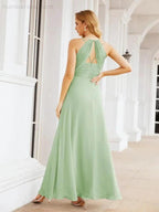 Numbersea Double Spaghetti Straps Bridesmaid Dresses for Women Long Formal Party Dress Side Split 28051