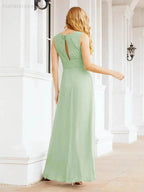 Formal Prom Gown Elegant V-Neck Sleeveless Bridesmaid Dresses for Wedding Party 28037