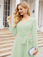 Bridesmaid Dress V-Back Waist Belt Mother of the Bride Wedding Guest SY28031