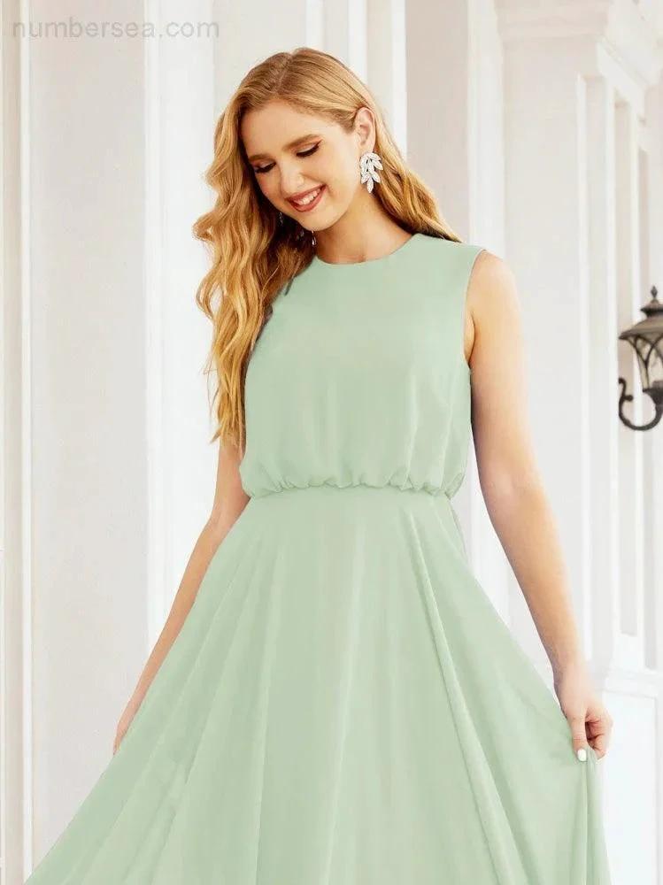 Numbersea Sleeveless Long Bridesmaid Dress A line Formal Evening Prom Gown 28025