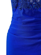 Royal Blue Sheath Short Spaghetti Strap Jersey Homecoming Dress
