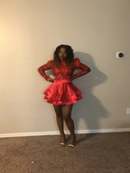 Glitter Red A-line Homecoming Dress Party Dress Y4051
