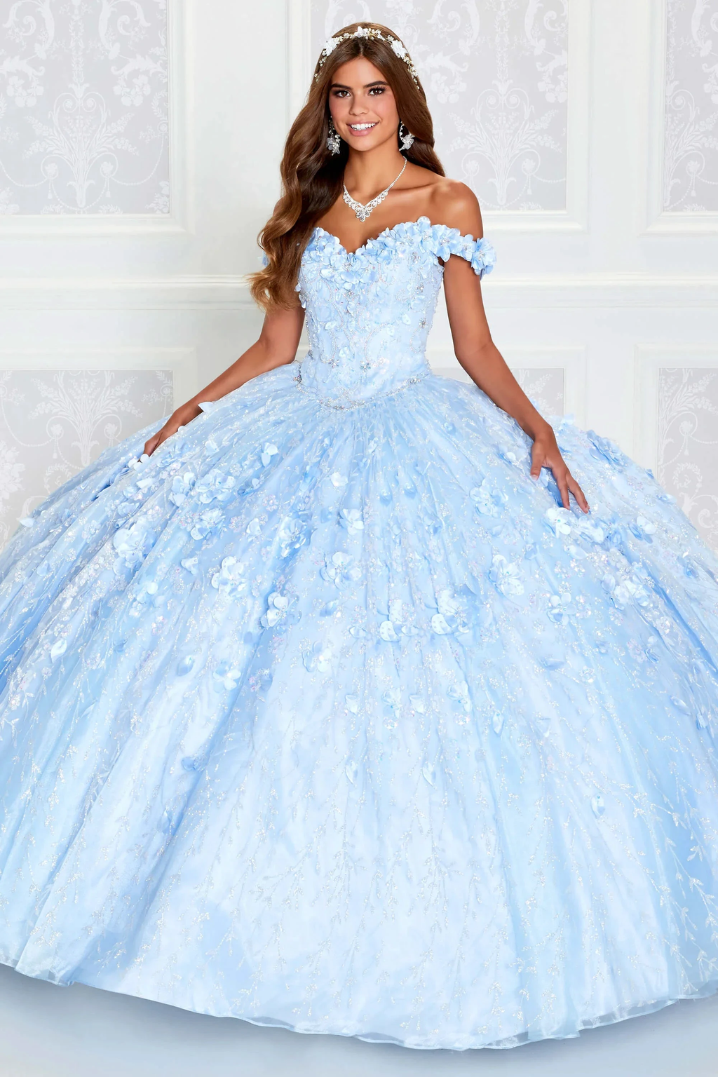 Emerald Green Hand Beaded Flower Ball Gown Quinceanera Dress Off Shoulder Sweetheart Gown Y293