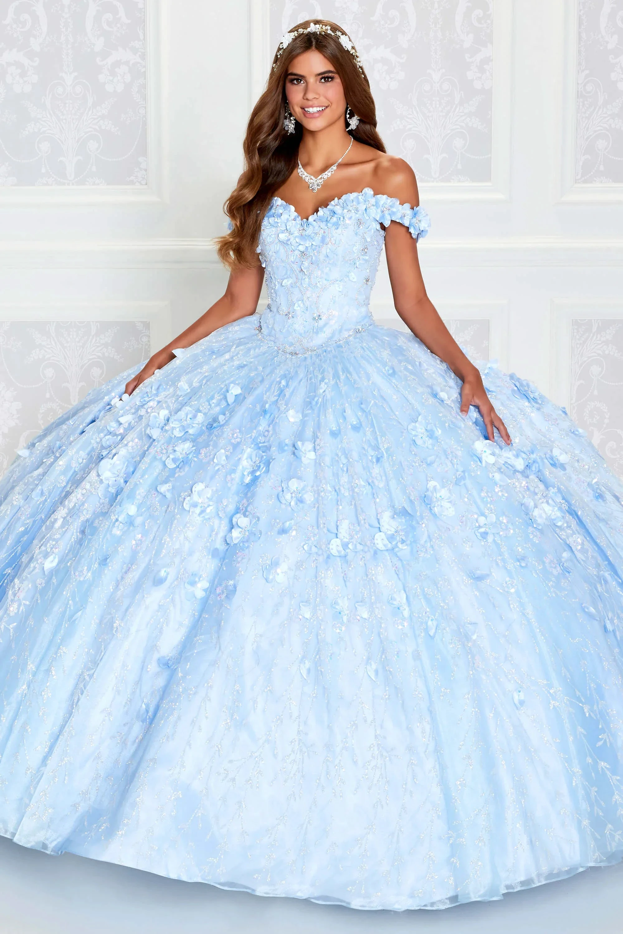 Emerald Green Hand Beaded Flower Ball Gown Quinceanera Dress Off Shoulder Sweetheart Gown Y293