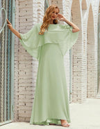 Sunnderly  Bridesmaid Dress Women Long Sleeve V-Neck Chiffon Formal Wedding Party Dress SY28018