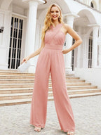 Numbersea Crisscross Neck Jumpsuit Formal Evening Dress Long Bridesmaid Dresses Bell-bottomed Pants 28033