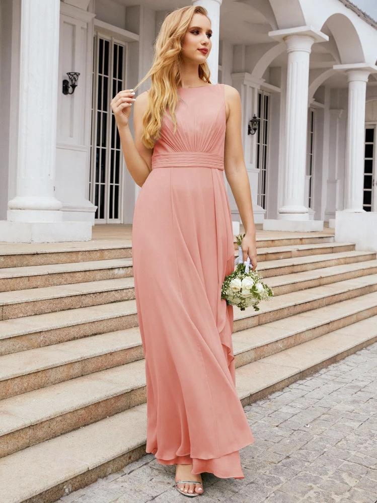 Numbersea Bridesmaid Dresses for Wedding Ruffles Long Formal Prom Gowns 28039
